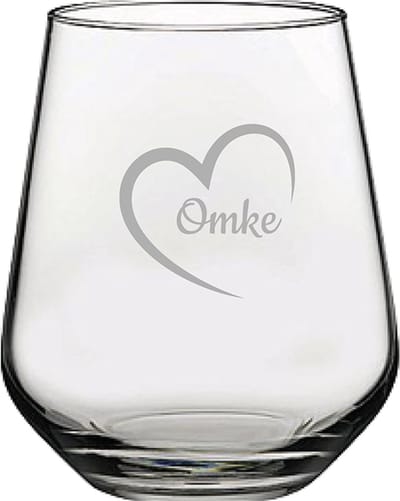 Gegraveerde Drinkglas 42,5cl Omke mei hert