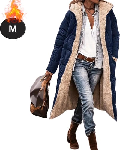 Livano Winterjas - Parka Dames Winterjas - Winter - Volwassen - Stijlvol - Lange Jas Dames - Mantel Vrouwen - Marineblauw - M