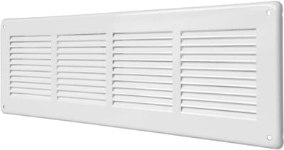 Ventilatierooster Rechthoekig - Luchtuitlaat Rooster - Ventilatie Optimaliseren - Met Insectengaas - 44 x 14 cm - Wit