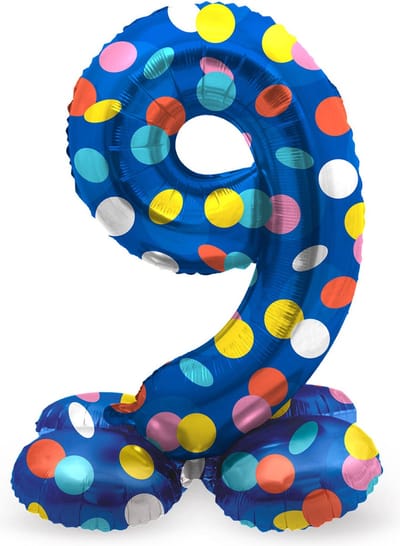 Folat BV Standing Foil Balloon Colorful Dots Number 9 - 72cm