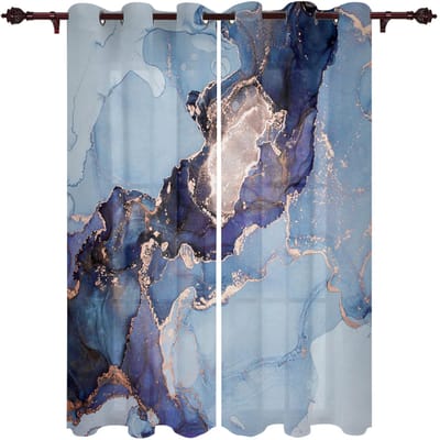 Gordijnen met marmertextuur voor slaapkamer, keukenraambekleding, valgordijnen voor woonkamer 135W x 60H(cm)