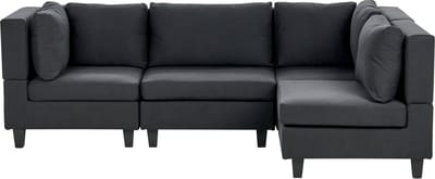 UNSTAD - 4-zitsbank modulair - Zwart - Linkszijdig - Polyester