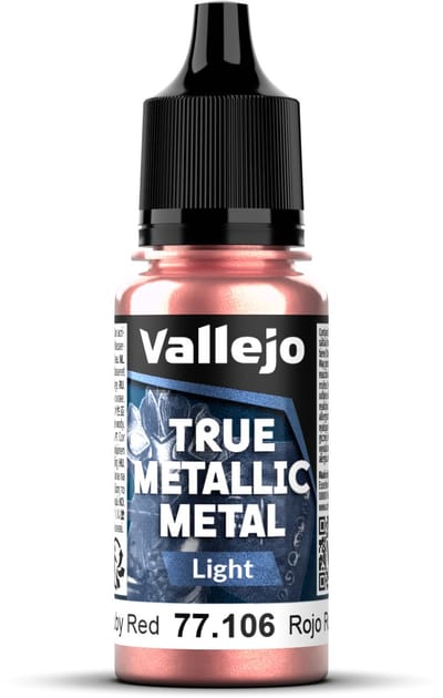 Vallejo Hobbyverf Acrylverf - 77106 True Metallic Metal - Light - Robijn Rood - Acryl - Verf flesje - 1x 18 ml