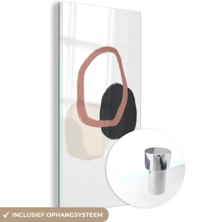 MuchoWow® Glasschilderij 60x120 cm - Schilderij acrylglas - Pastel - Minimalisme - Geometrische vormen - Foto op glas - Schilderijen