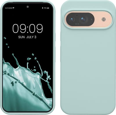 kwmobile hoesje geschikt voor Google Pixel 9 / Pixel 9 Pro case - Siliconen telefoonhoesje - Telefoon beschermhoes - Smartphone cover in mat mintgroen