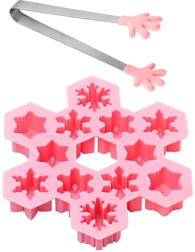 Dailygoods- IJsblokjesvorm Sneeuwvlokvorm - Siliconen Bakvorm - Keukenaccessoires - Inclusief Ijstang - Veilig en Duurzaam Materiaal