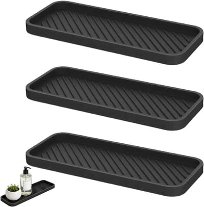 Narrow Draining Mat Set van 3 Stuks 23x9cm, Hittebestendige en Antislip Droogmat voor Keuken, Badkamer en Afwasaccessoires