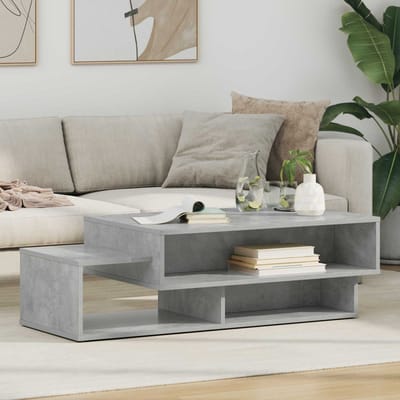 vidaXL - Salontafel - Beton - Grijs - 105 - x - 50 - x - 32,5 - cm - Bewerkt - hout