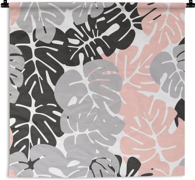 Wandkleed - Wanddoek - Monstera - Pastel - Patronen - Bladeren - 90x90 cm - Wandtapijt