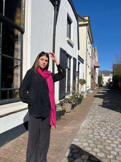 LILLA - Fuchsia zijden omslagdoek dames - omslagdoek dames sjaal