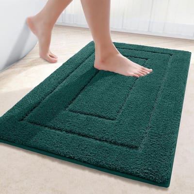Microvezel Badkamertapijt Antislip Wasbaar Zachte Badmat Waterabsorberende Badmat Voor Badkamer 60 X 90 Cm Donkergroen