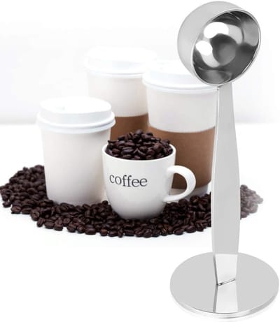Dubbele Koffielepel en Tamping Lepel, 2-in-1 Maatlepel voor Koffie, Melk en Sappoeder, RVS Koffiemaat met Lange Handgreep
