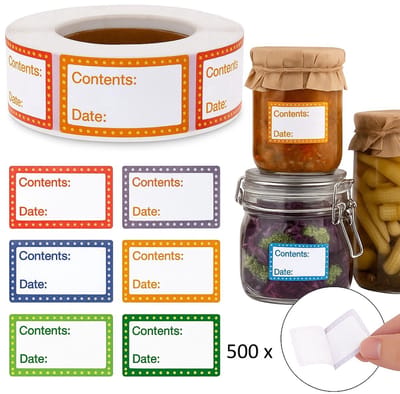 500 stuks Diepvriesetiketten – 1 Rol – Houdbaarheidsetiketten & Inmaaketiketten – 8 Kleuren – Verwijderbare Diepvries Stickers 4 × 2,5 cm – Gemakkelijk Beschrijfbaar – Ideaal voor Keuken, Vriezer & Voorraadkast