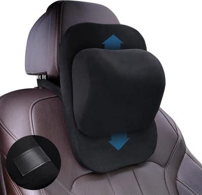 Verstelbaar hoofdkussen voor auto, zacht autokussen voor comfortabel rijden, traagschuim hoofdsteun met ademende afneembare hoes (Zwart)