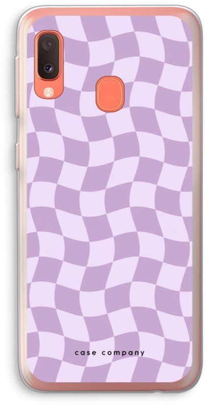 Case Company® - Hoesje geschikt voor Samsung Galaxy A20e hoesje - Grid Paars - Soft Cover Telefoonhoesje - Bescherming aan alle Kanten en Schermrand