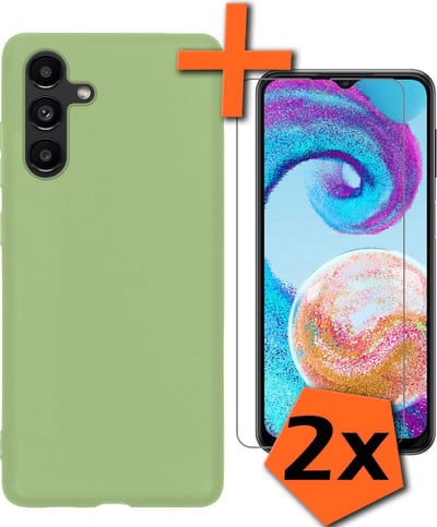 Hoes - Met 2x Screenprotector - Geschikt voor Samsung Galaxy A04s - Sterk & Shockproof - Back Cover - Siliconen Case - Telefoon Hoes - Groen