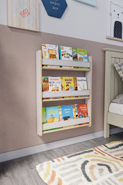 Boekenkast Kind - Boekenrek Kind - Boekenrek Kinderkamer - Kinderboekenkast - Montessori Boekenkast - 3 Niveaus - Wit