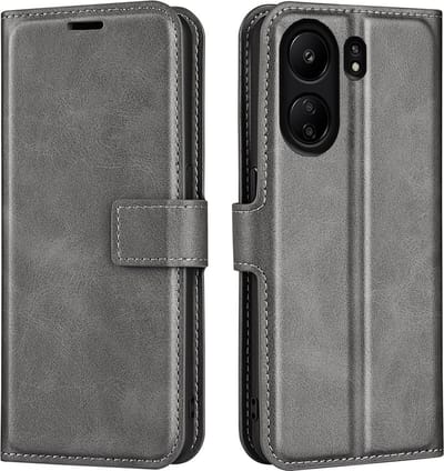 Coverup Hoesje - Geschikt voor Xiaomi Redmi 13C / Poco C65 Hoesje - Coverup Deluxe Book Case - Grijs