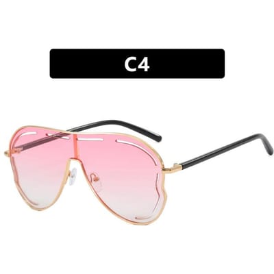 Lunettes de Soleil Protection Solaire Surdimensionnées Creuses Monobloc Hommes Adultes et Femmes Adultes Monture Large Lunettes de Soleil Crapaud Soleil white