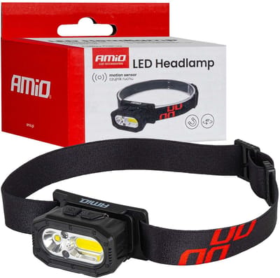 AMiO LED Hoofdlamp XPG+COB 1000mAh met Bewegingssensor - USB Oplaadbaar en Verstelbare Hoofdband - voor Outdoor Workshop en Noodsituaties