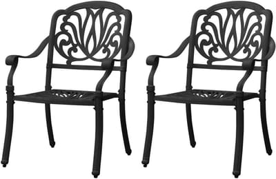 Tuinstoelen Set - Balkonstoelen Buiten - Buiten Eten - Gietaluminium Robuust - 63x69x91 cm - Zwart