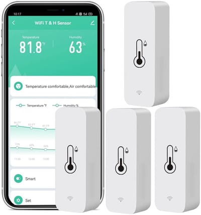 longziming -WiFi Temperatuur- en Vochtigheidssensor Set - 4 Pack - Draadloze Hygrometer voor Binnen en Buiten - Slimme Sensor met App Melding - 2.4GHz Verbinding