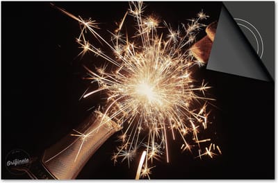 Inductie beschermer 60x60 - afdekplaat inductie mat - Dietrix Kookplaat beschermer - Exclusief - Feestdagen - Champagne fles met sterretje vuurwerk
