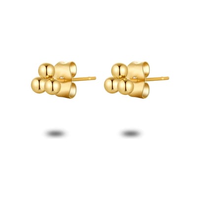 Twice As Nice Oorbellen in goudkleurig edelstaal, drie bolletjes