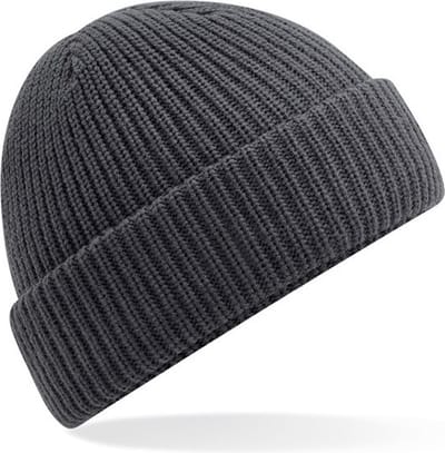 Beechfield Beanie wintermuts - grafiet grijs - 100% acryl - dames - extra warm door extra fleece laag - damesmuts