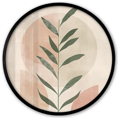 Poster in lijst Rond - Fotolijst 40x40 cm - Posters - Modern - Roze - Groen - Natuur - Aesthetic - Ronde posterlijst zwart - Decoratie - Wanddecoratie woonkamer - Muurdecoratie slaapkamer