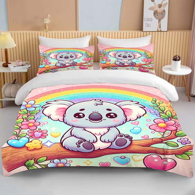 10 Maten Cartoon Koala Print 3 Delen 1 Dekbedovertrek 2 Kussenslopen Beddengoed Set Dekbed Set Dekbed Bed Set Queen King Size Huis Textiel EU single(135x200cm)