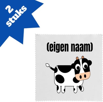 Akyol - kleine koe met eigen naam brillendoekjes - Koe - boeren/koeien liefhebbers - iemand die houdt van koeien - verjaardag - cadeau - kado - geschenk - 17,8 bij 17,8 cm - 2 stuks