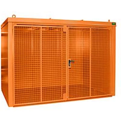 Gasflessencontainer BAUER GFC-B M4, B 1570 x D 3120 x H 2295, voor 60 gasflessen, brandwerend, afsluitbaar, oranje