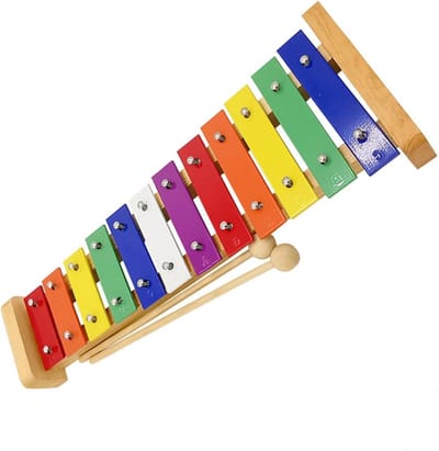 Klokkenspel Percussie - Muziekbord Slagwerk - Muziek Leren - 12-Toons Kleuren - 35cm Lengte - Multicolor