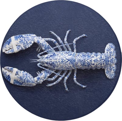 WC mat rond 70x70 cm - Antislip - Kreeft - Porselein - Delfts - Blauw - Toiletmat - Vloermat - Douchemat - Toilet tapijt - Toiletmatten
