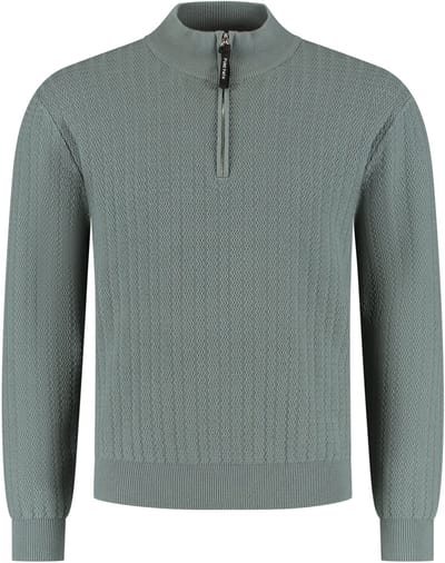 PURE PATH Regular Fit Zig Zag Half Zip Knitwear Truien & Vesten Heren - Sweater - Hoodie - Vest- Olijf - Maat S