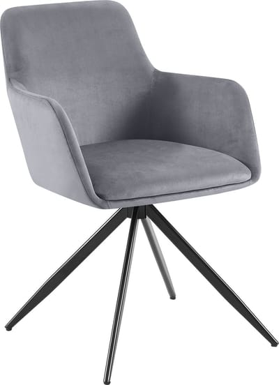 CLP Olema Eetkamerstoel - Draaibaar - Met armleuning - Metalen frame - Velvet - Fluweel - donkergrijs