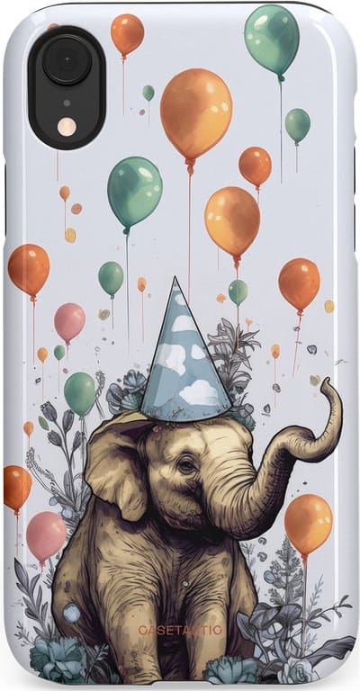 Casetastic Hoesje Geschikt voor Apple iPhone Xr - Stijlvolle Beschermende Duo-layer Case - Olifant Verjaardag