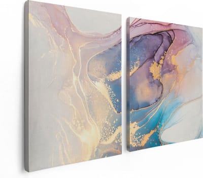 Artaza Canvas Schilderij Tweeluik Abstracte Kunst van Marmer - 120x80 - Foto Op Canvas - Canvas Print