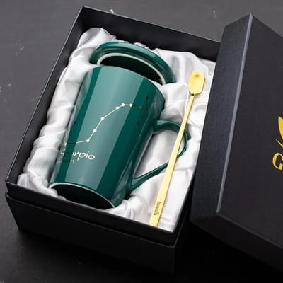420ml Geschenkverpakking Sterrenbeeld Keramische Mokken Geliefden Koffiemok Creatieve Koffiekopjes met Deksel met Lepel Keramische Koffiekop Set 420