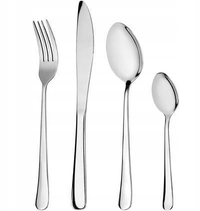 KADAX Bestekset van roestvrij staal, 24-delig, bestekset voor 6 personen met afgeronde rand, set incl. mes, vork, lepel, theelepel, voor keuken, feest, restaurant, mat