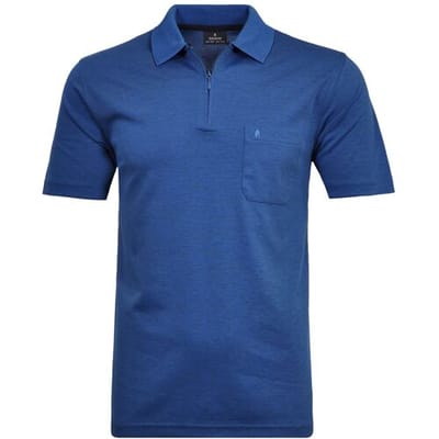Ragman Uni Easy Care Zipper Poloshirt Pima Cotton Mix Blauw Melange / male
