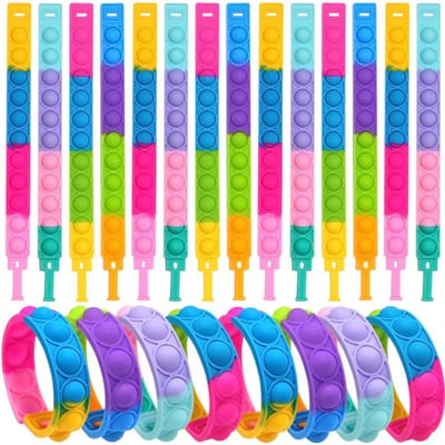 102050 STUKS Armband Fidget Speelgoed Druk Stressverlichting Bubbel Sensorisch Speelgoed Regenboog Siliconen Armband Feestartikelen voor Kinderen Volwassenen green