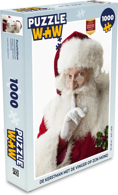 Puzzel De kerstman met de vinger op zijn mond - Legpuzzel - Puzzel 1000 stukjes volwassenen - Kerst - Cadeau - Kerstcadeau voor mannen, vrouwen en kinderen