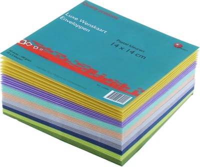 Luxe Enveloppen Assorti Pastel Kleuren 14 x 14 cm - Verpakt Per 50 Stuks (10 x 5 )