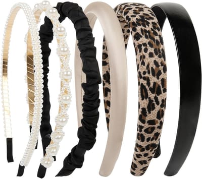 Trendy Haarbanden voor Vrouwen, 6 Stuks Parels, Witte Hoofdband, Niet-slip, Mode Haaraccessoires voor Meisjes