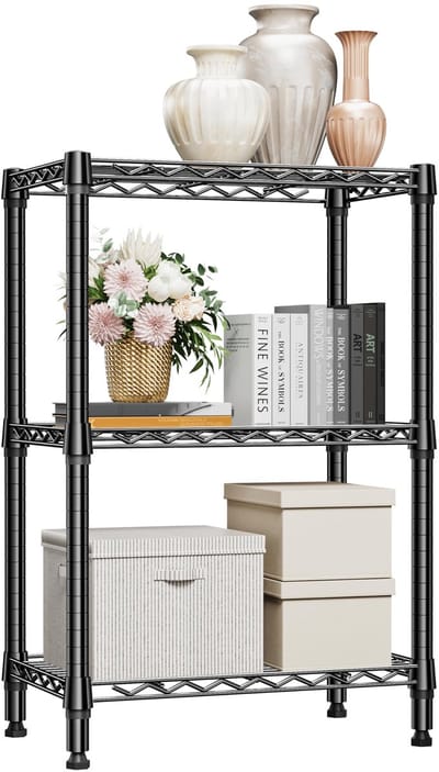 Opbergrek met Verstelbare Planken, 3-Laags Stellingkast voor Keuken, Badkamer, Wasruimte en Thuisopslag, Vrijstaand Draadrek, 35×60×90,2 cm, Draagvermogen tot 340,5 kg,Zwart