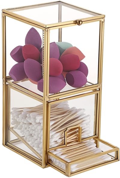 Unyqoos® Elegante glazen opbergdoos met goudkleurige accenten voor diverse accessoires