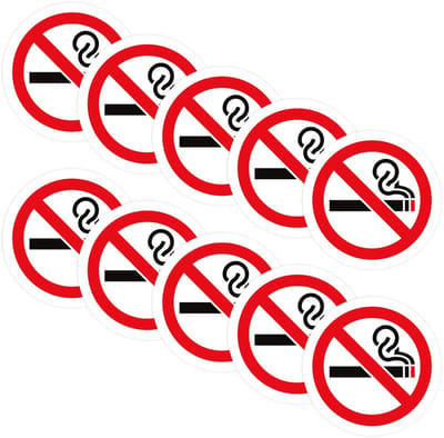 Dailygoods- Rookverbodssticker - 10 Stuks - Zelfklevend - Waterdicht - Krasbestendig - Geschikt voor Bedrijven/Scholen - 7,6 cm - Rookverbodsbord
