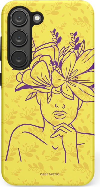 Casetastic hoesje geschikt voor Samsung Galaxy S23 - Dubbellaagse bescherming - Floral Essence - Fashion Case - Goud Beige